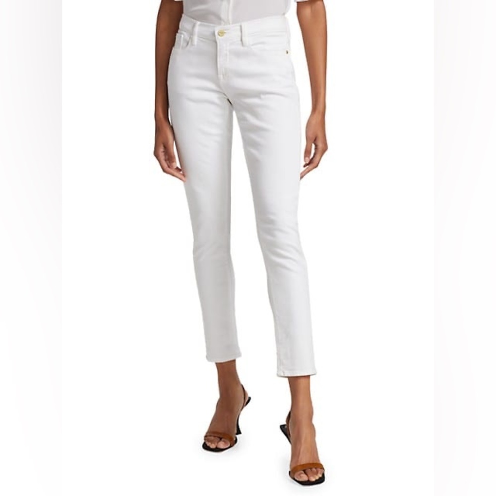 FRAME Denim “Le Garçon” White Slim Straight Jeans